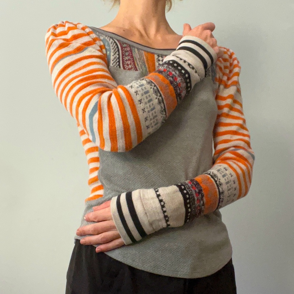 FREE PEOPLE Thermal Top Knitted Sweater Sleeves XS